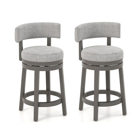 27-Inch Swivel Counter Stool with Upholstered Back Support Set of 2