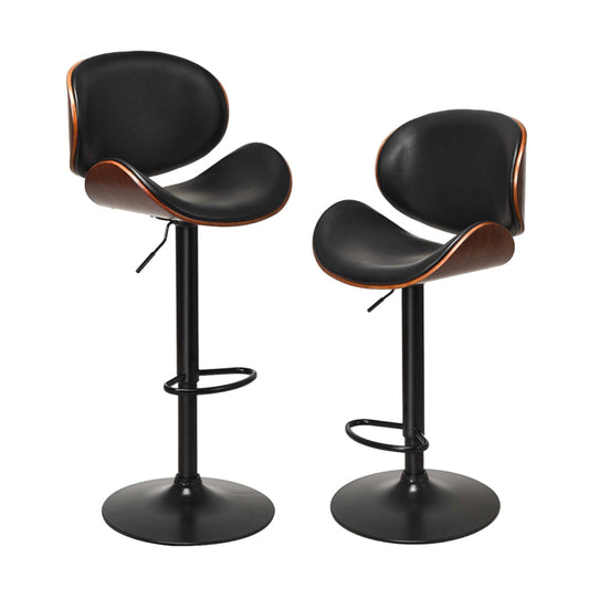 Adjustable Swivel PU Leather Bar Stools with Curved Footrest