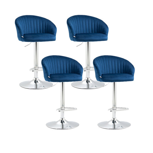 Upholstered Barstools Set of 4 with Swivel Seat and Footrest