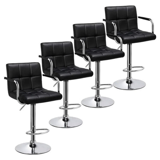 Comfort and Style Combined: Set of 4 Adjustable Bar Stools with Backs