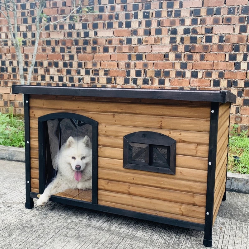 Spacious Comfort: Large Dog Crate with Wood Finish
