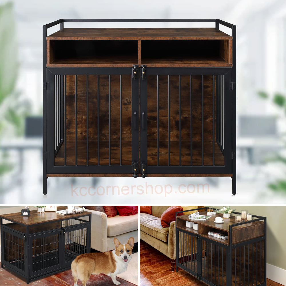 Indoor Dog Cage Heavy-Duty Super Sturdy Dog Kennels with Storage and Anti-Chew