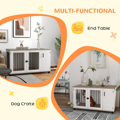 Functional Elegance: Dog Crate Furniture Side End Table with Storage and Double Doors