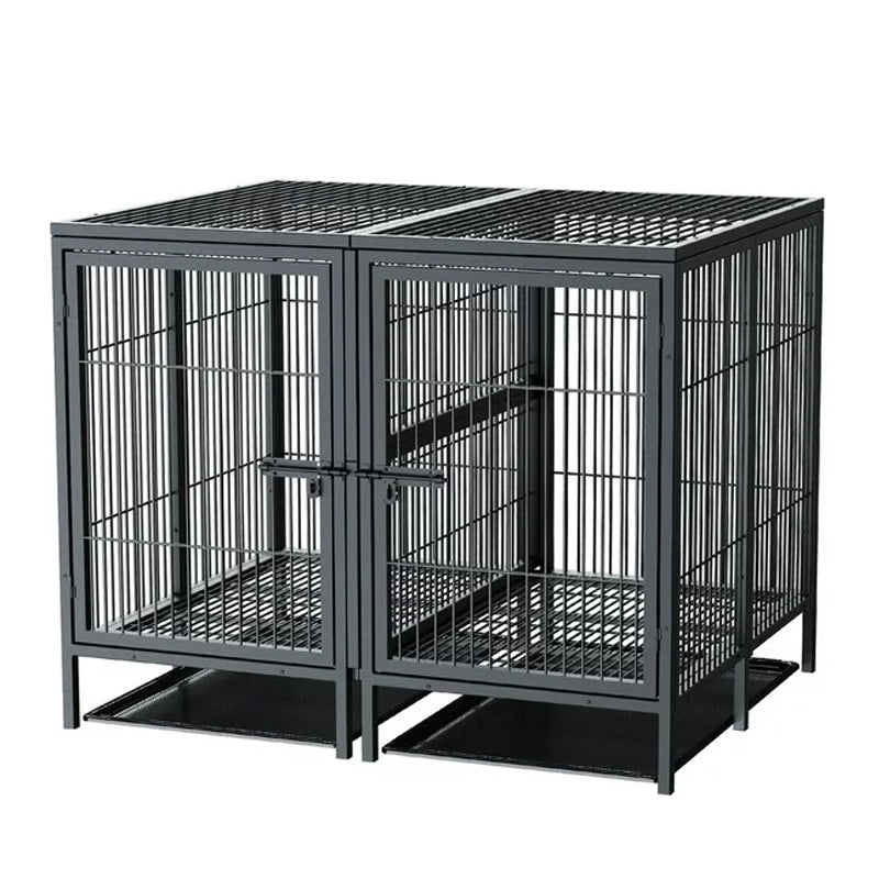 Double the Convenience: Heavy Duty Metal Dog Crate with Dual Doors, Divider & Tray