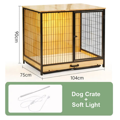 Lighted Luxury Retreat: Heavy Duty Dog Crate with Soft Light and Stainless Steel Kennel – Perfect for Small, Medium and Large Sized Dogs