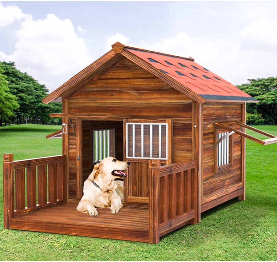 Luxury Wooden Outdoor Dog Kennel: Extra Strong Cage for Small, Medium, and Large Dogs – Perfect for Indoor and Outdoor
