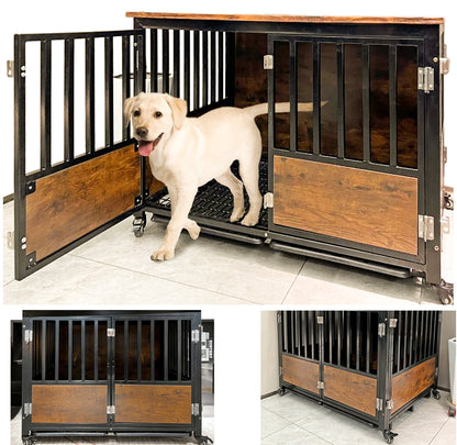 Spacious and Secure: Large Dog Crate Furniture with Double Doors and Lock