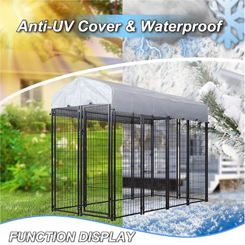 Spacious Outdoor Living: Large Dog Kennel Kit with Welded Wire Fence – 8ft. x 4ft. x 6ft.