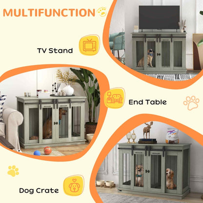 Versatile Dog Crate Furniture: End Table with Divider, Ideal for Small to Large Dogs and Large Indoor Kennels