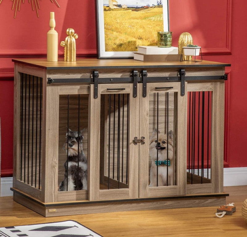 Versatile Dog Crate Furniture: End Table with Divider, Ideal for Small to Large Dogs and Large Indoor Kennels