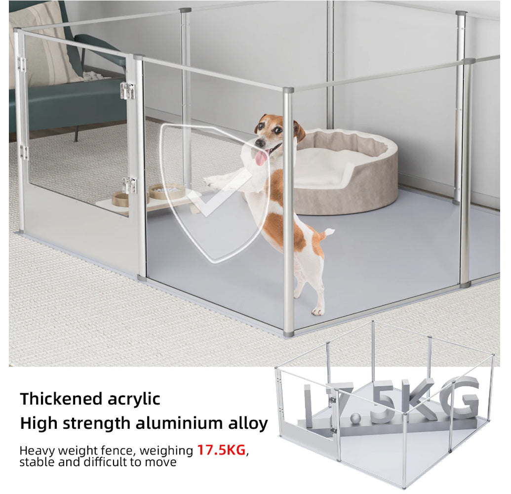 Premium Transparent Acrylic Dog Playpen Fence with Waterproof Fertility Pad