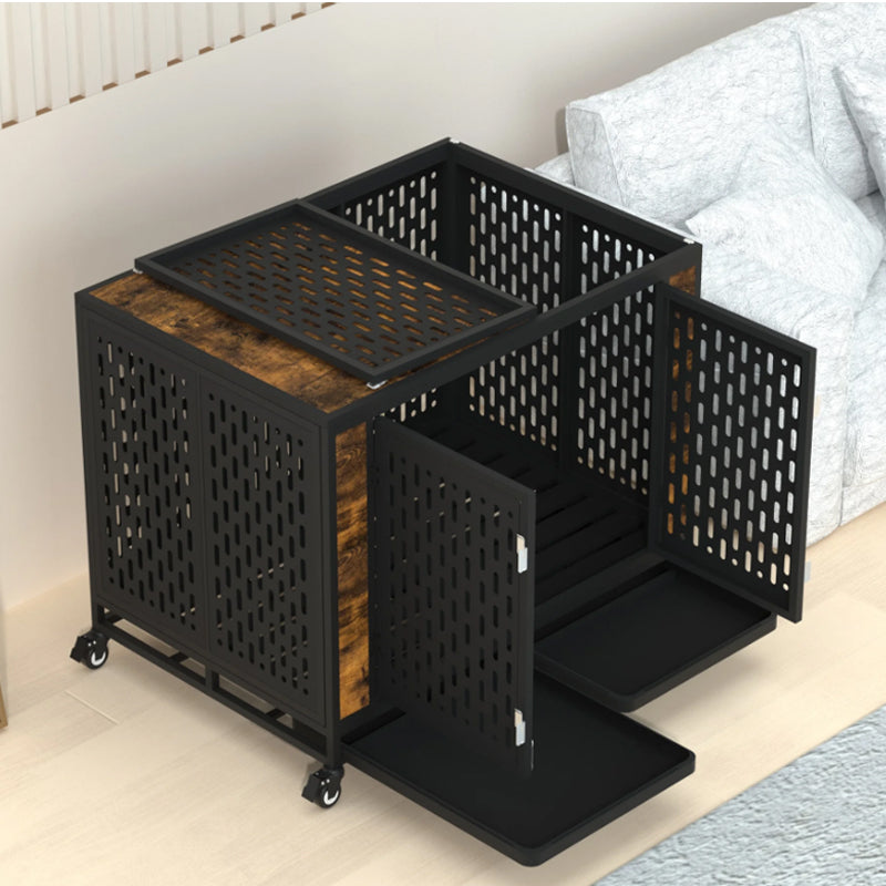 Premium 42-Inch Heavy Duty Dog Crate Furniture: Metal Crates for Large Dogs with Lockable Wheels