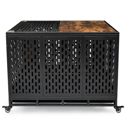 Premium 42-Inch Heavy Duty Dog Crate Furniture: Metal Crates for Large Dogs with Lockable Wheels