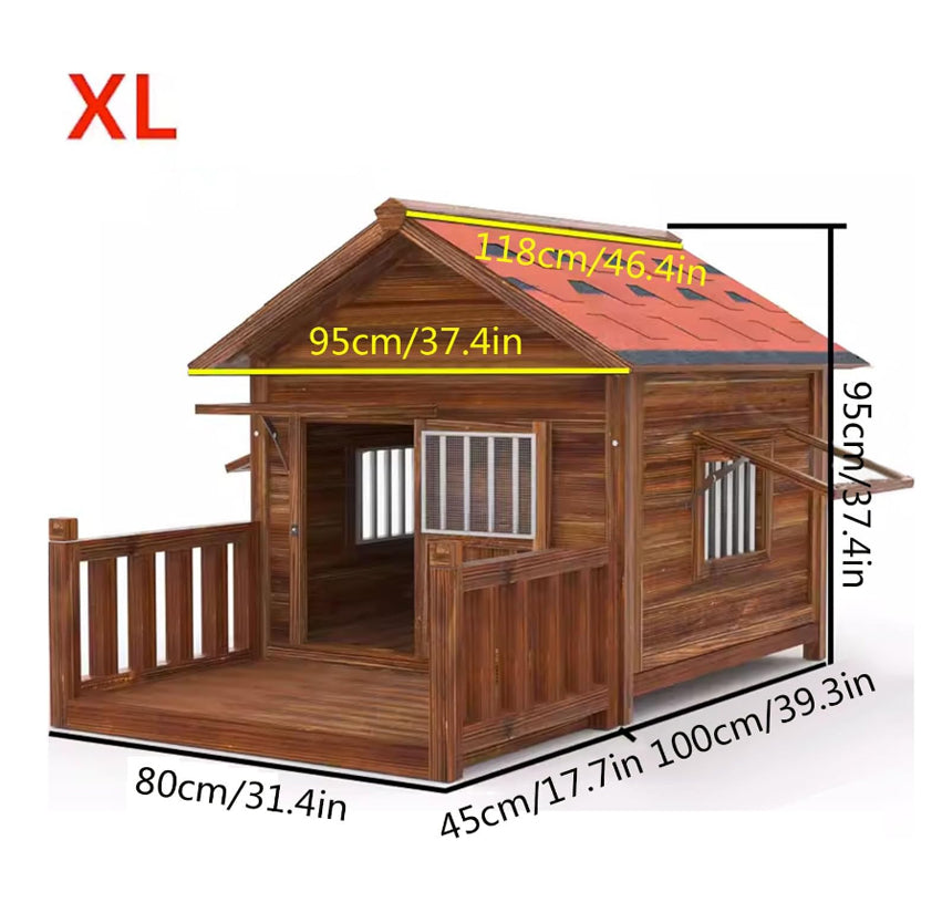 Luxury Wooden Home Dog Kennel: Extra Strong Cage for Small, Medium, and Large Dogs – Perfect for Indoor and Outdoor