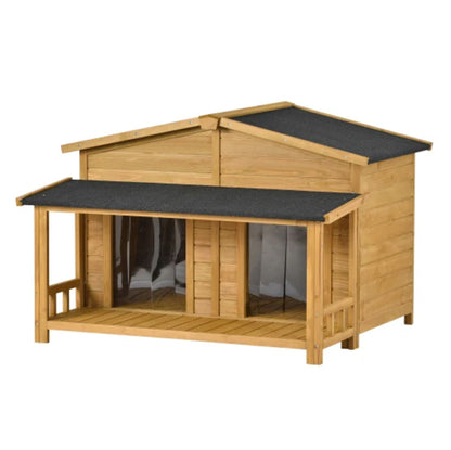 Ultimate Shelter: Large Wooden Dog House with Porch and Dual Doors