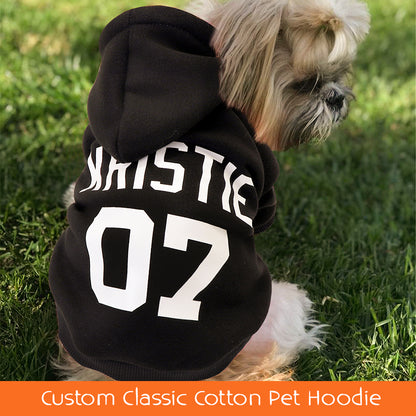 Custom Classic Cotton Pet Hoodie with Personalized Dog/Cat Name + Number
