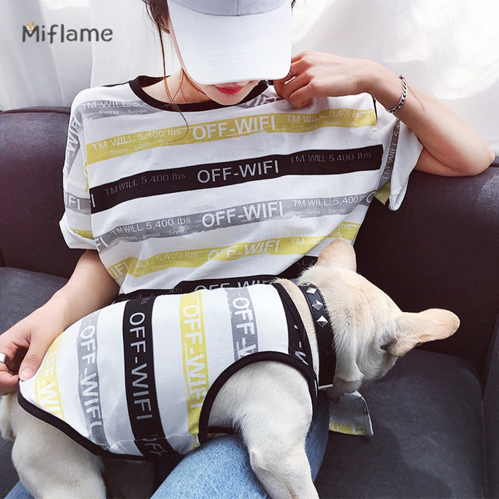 Striped Print Pet T-shirt Dog And Owner Matching Outfits