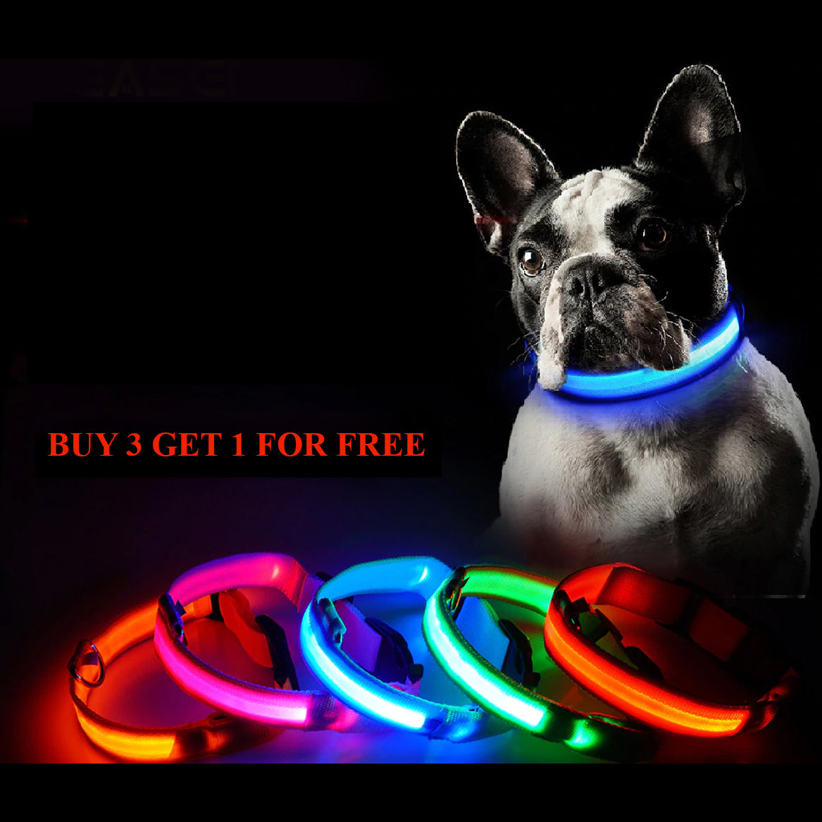 USB Charging LED Pet Collar Anti-Lost/Avoid Car Accident Safety Collar For Dogs/cats