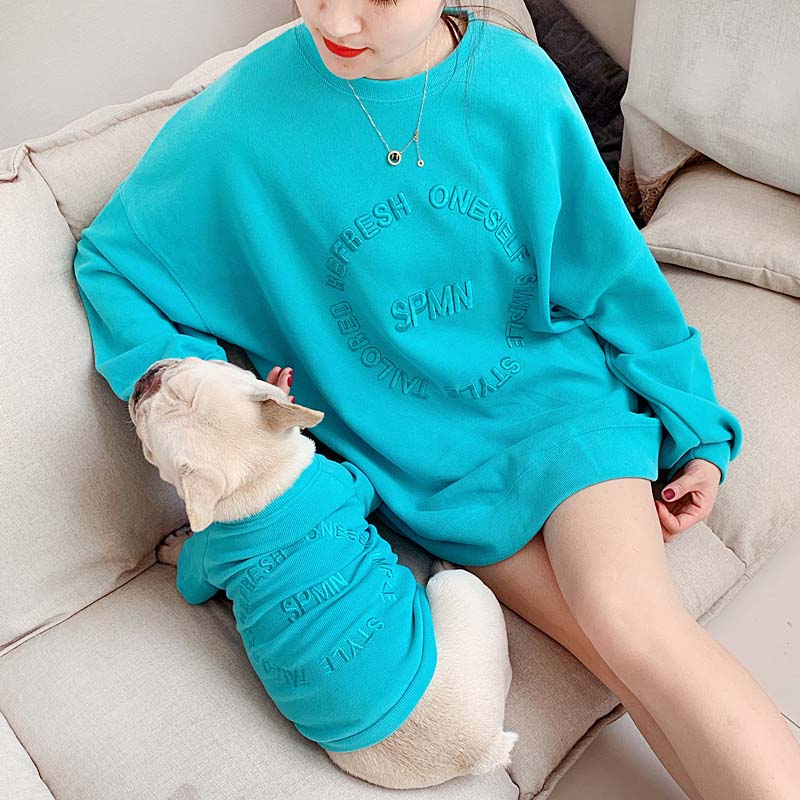 REFRESH Embroidered Letters Macaroon Color Sweatshirt - Pet&Owner Matching Outfit