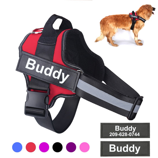 KC Personalized Dog Harness NO PULL Reflective Breathable Adjustable Pet Harness Vest With Name