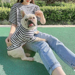 Striped Breathable Cotton T-shirt - Dog & Owner Matching T Shirt