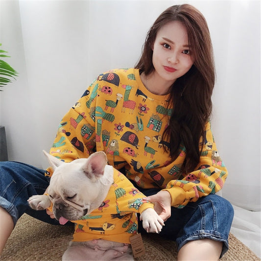 Cute Animal Pattern Breathable Cotton T-shirt - Dog & Owner Matching T Shirts