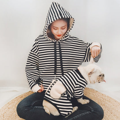 Fashion Striped Dog and Owner Matching Clothes